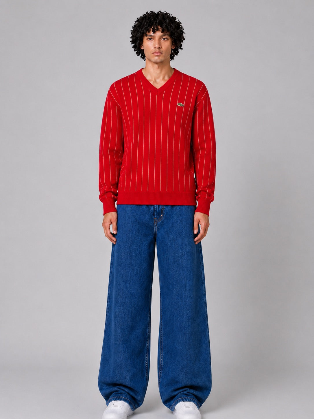 Maglione Lacoste Vintage con Scollo a V
