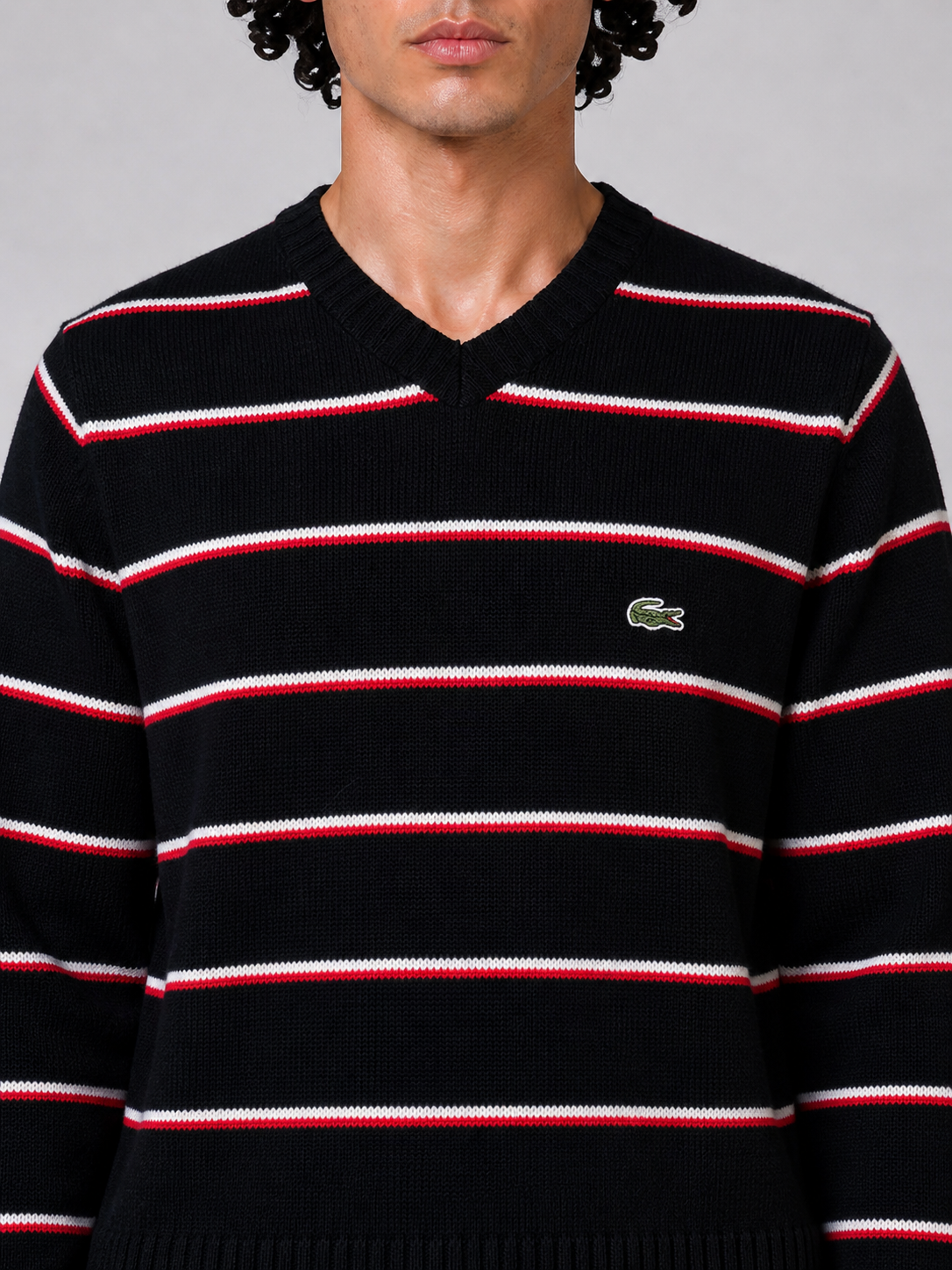 Lacoste Vintage Striped Knit Sweater